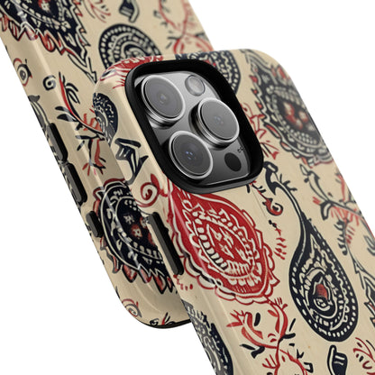 Navy Paisley Swirl iPhone 16 - Tough