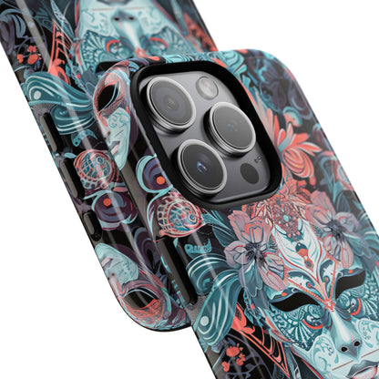 Mystic Teal Coral Mask - Tough + MagSafe® iPhone 15 Phone Case