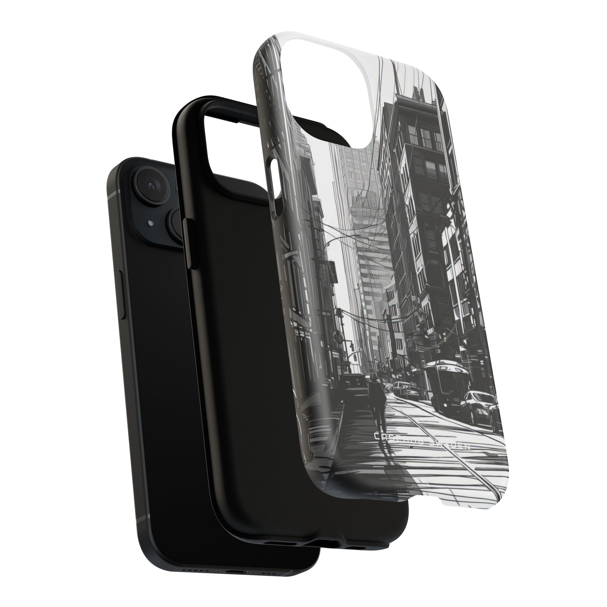 Urban Cityscape Line Perspective iPhone 15 | Tough+ Phone Case