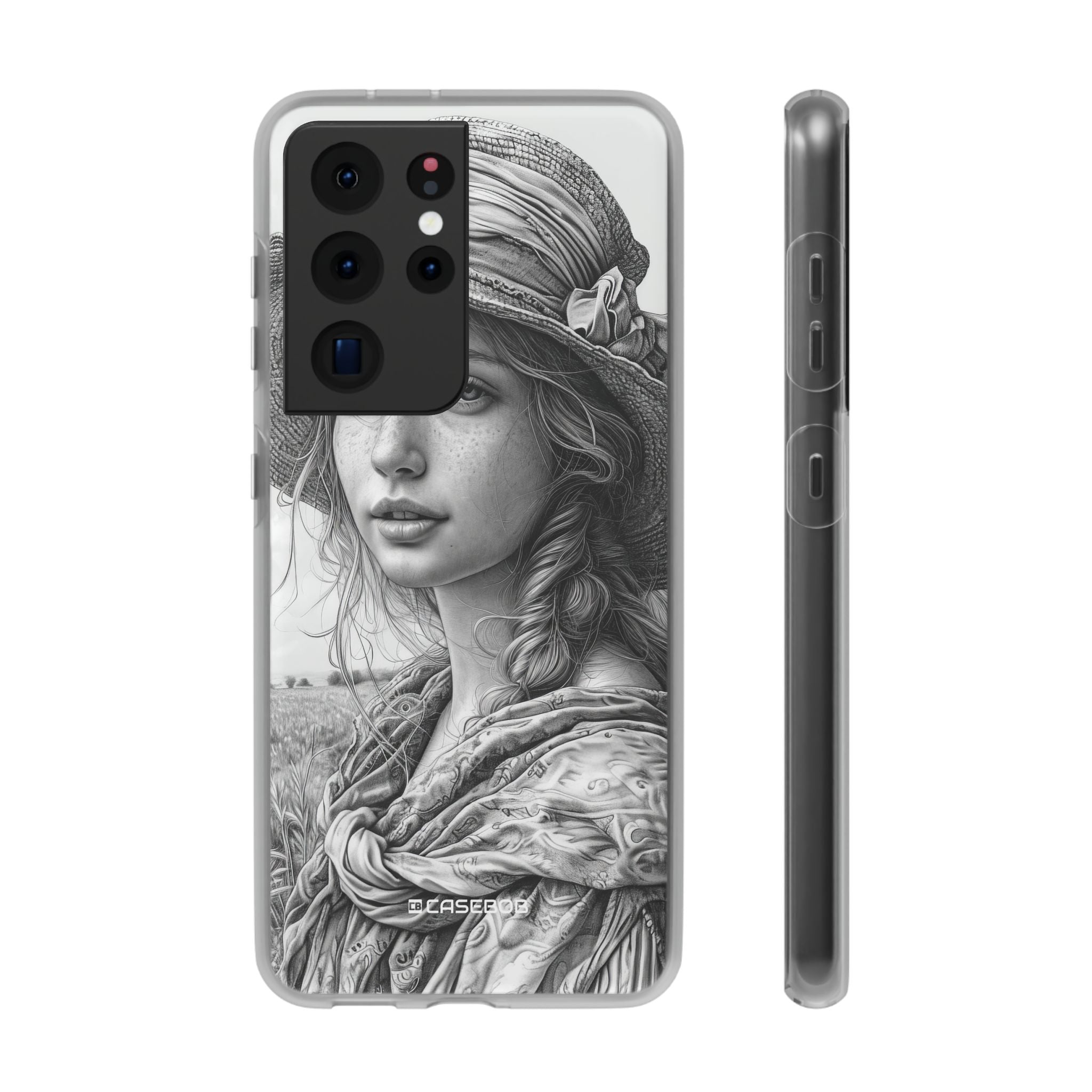 Serene Sketch Portrait | Flexible Phone Case for Samsung Galaxy