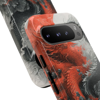 Twin Dragons Crimson Google Pixel 9 Pro Case - Tough