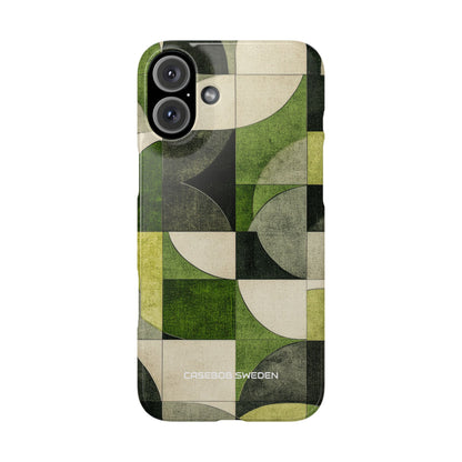 Green Geometric Harmony - Slim iPhone 16 Phone Case