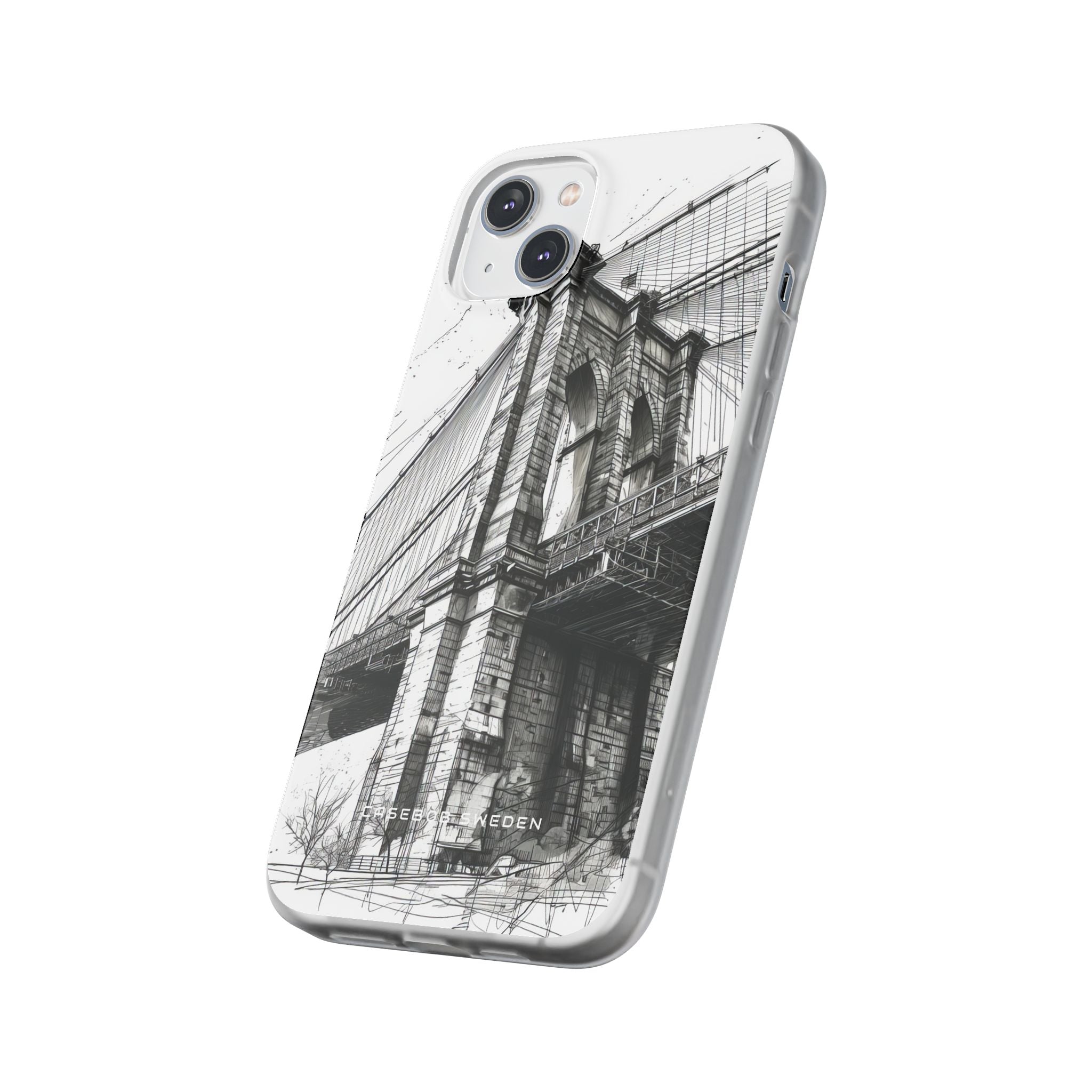 Suspension Bridge Line Art Illustration iPhone 14 - Flexi Phone Case