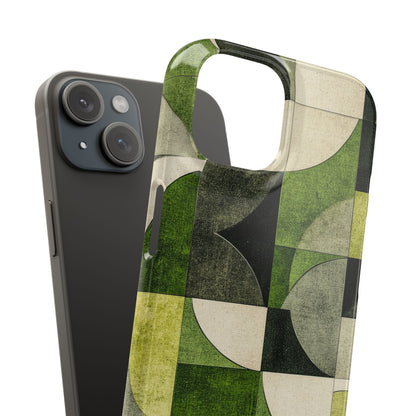 Green Geometric Harmony - Slim iPhone 15 Phone Case