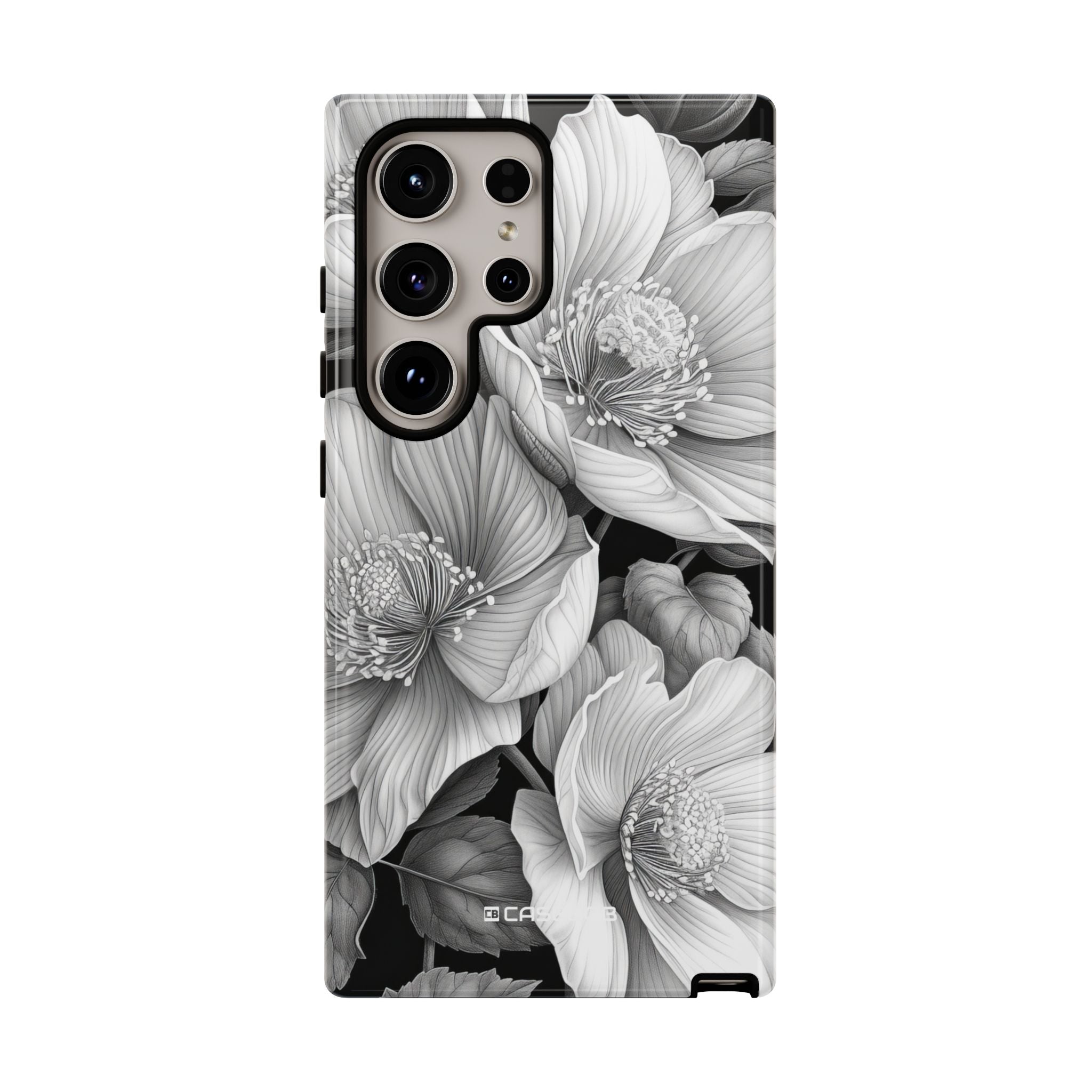 Elegant Monochrome Floral Art - For Samsung S24