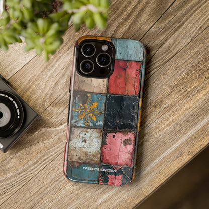 Rustic Red-Yellow Vintage Tiles - Tough iPhone 16 Phone Case