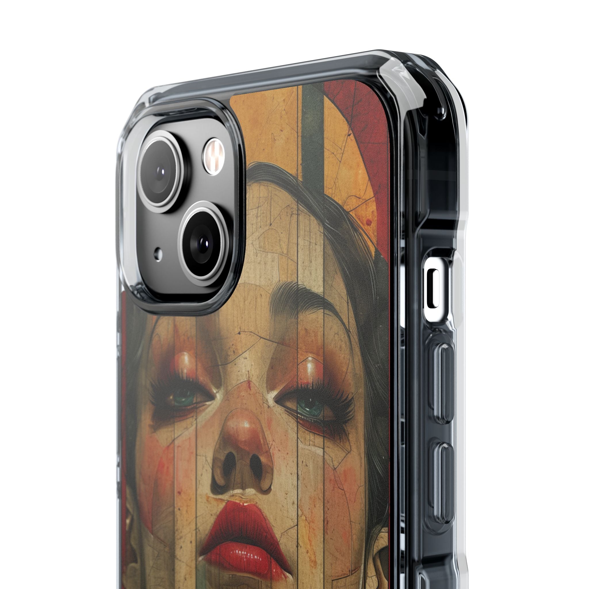 Bold Art Deco Portrait - Clear Impact iPhone 14 Phone Case