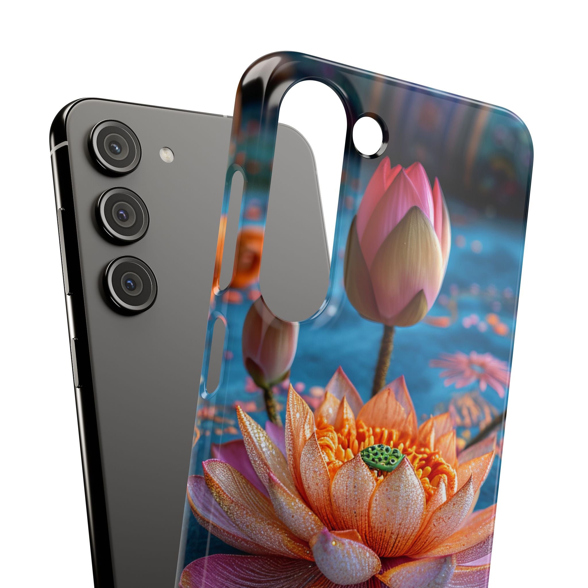 Vibrant Lotus Embroidery - Slim Samsung S23 Phone Case