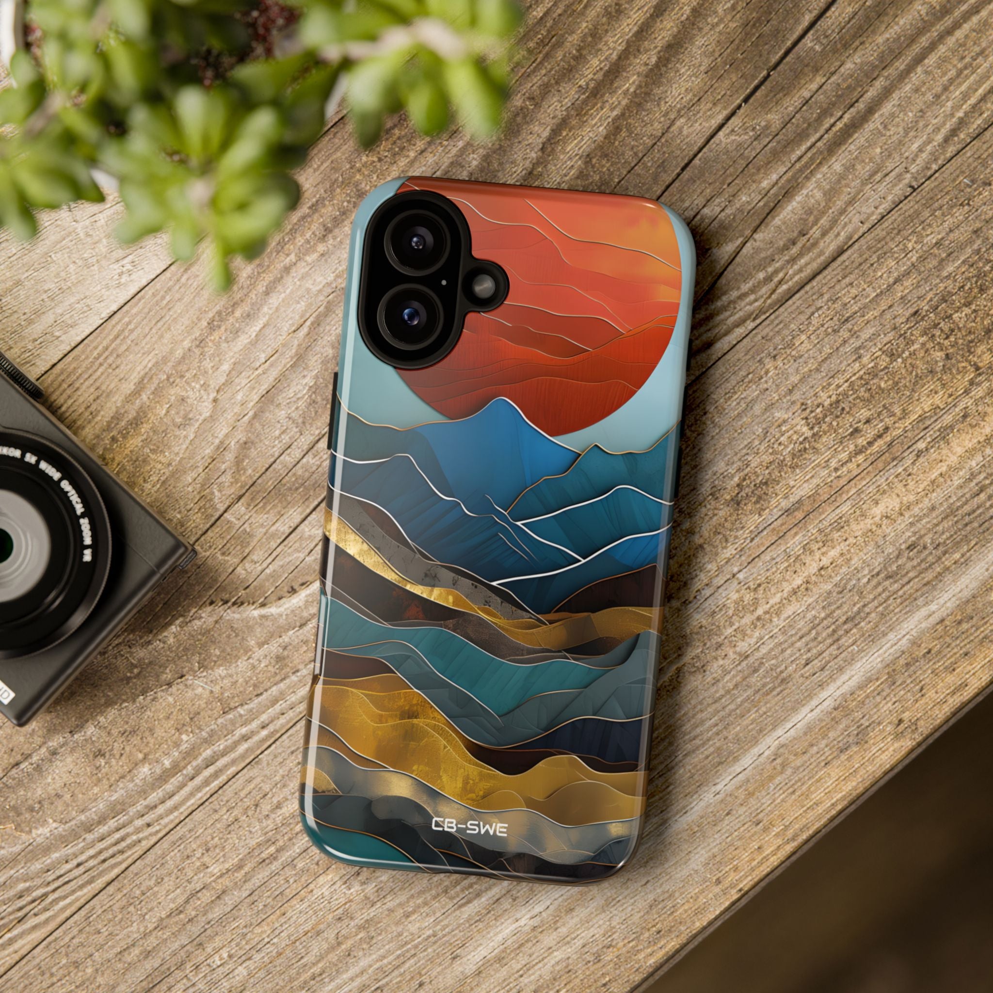 Sunset Geometry Waves - iPhone Case