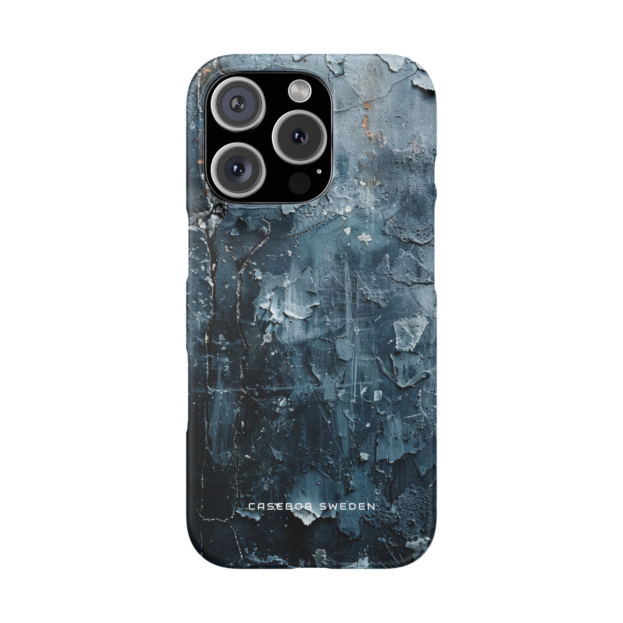 Weathered Blue Tapestry with Cracked Layers iPhone 16 - Slim Phone Case