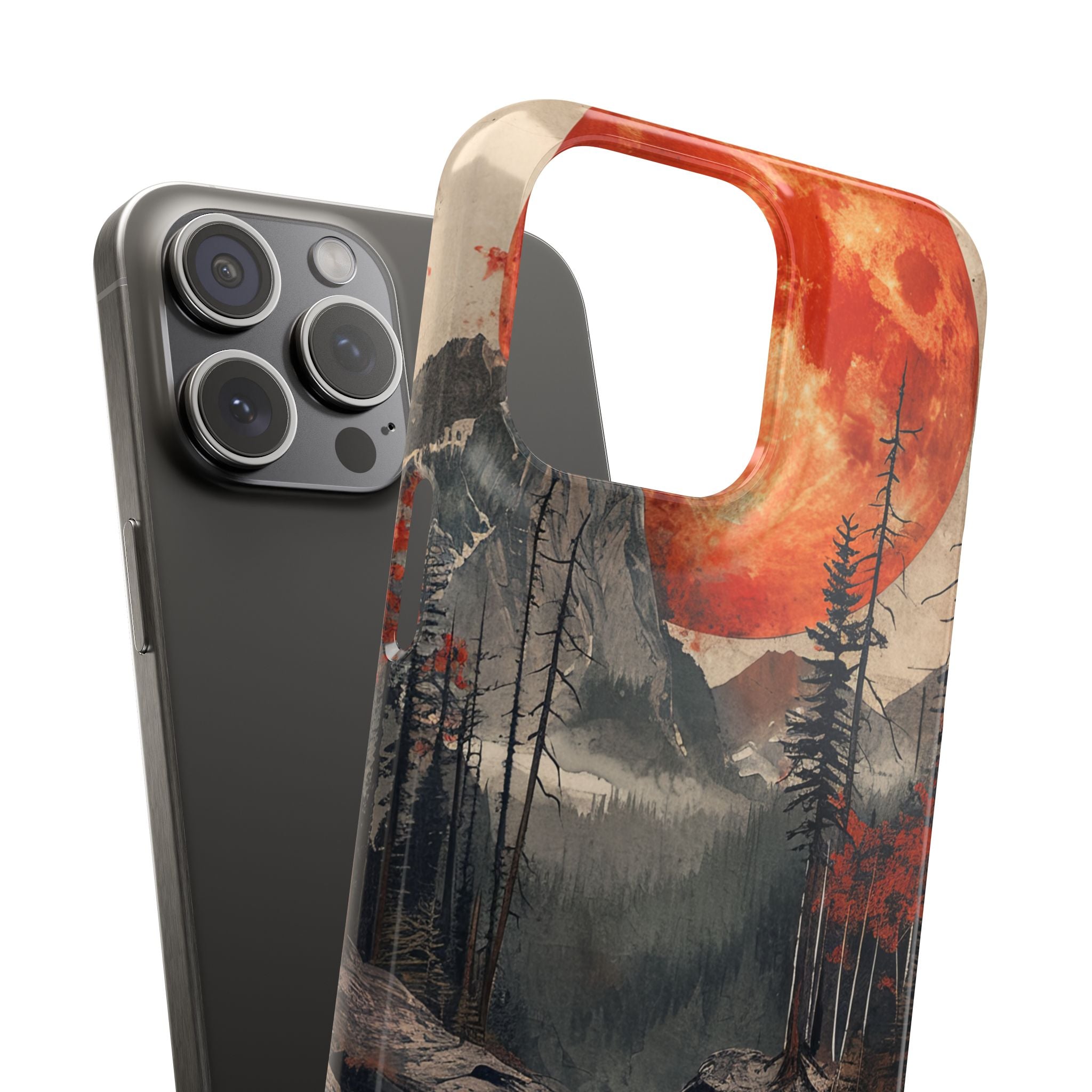 Himmlisches Leuchten über reflektierender Landschaft iPhone 15 - Schlanke Handyhülle