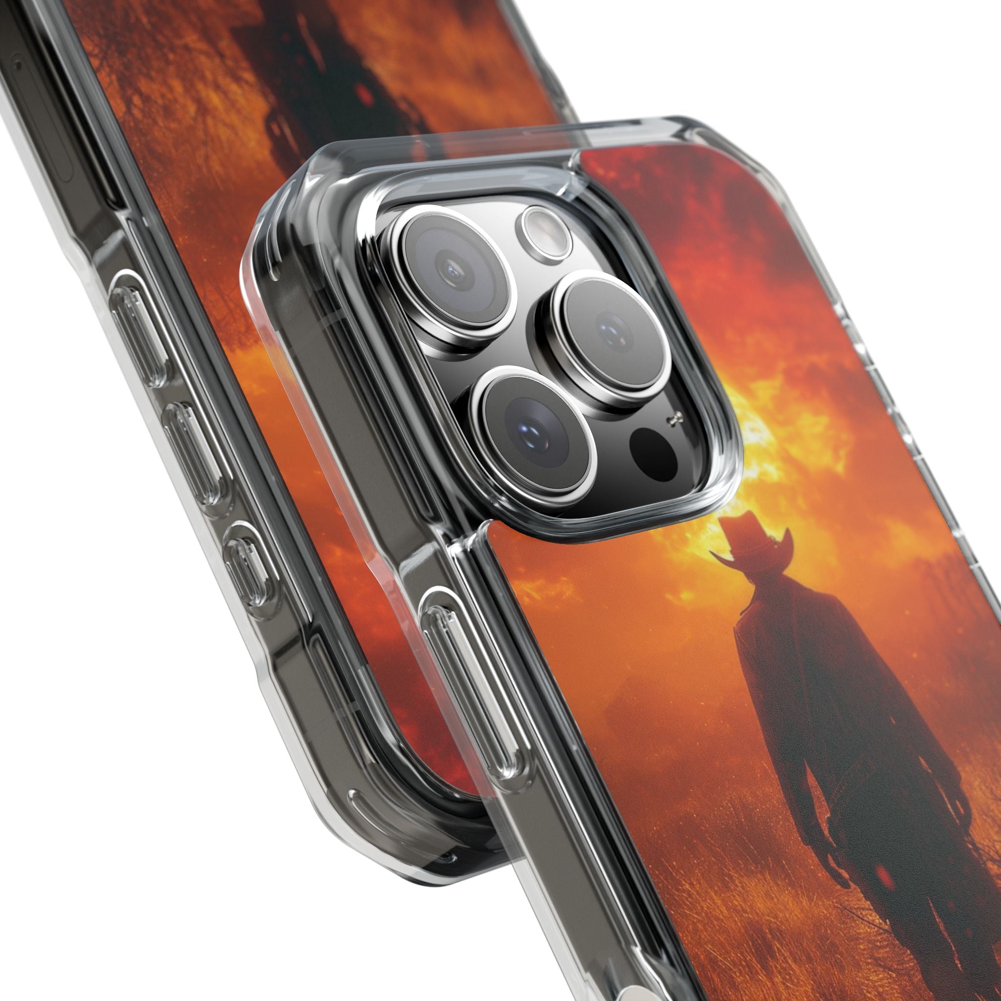 Fiery Sunset Cowboy iPhone 16 - Impact Clear+