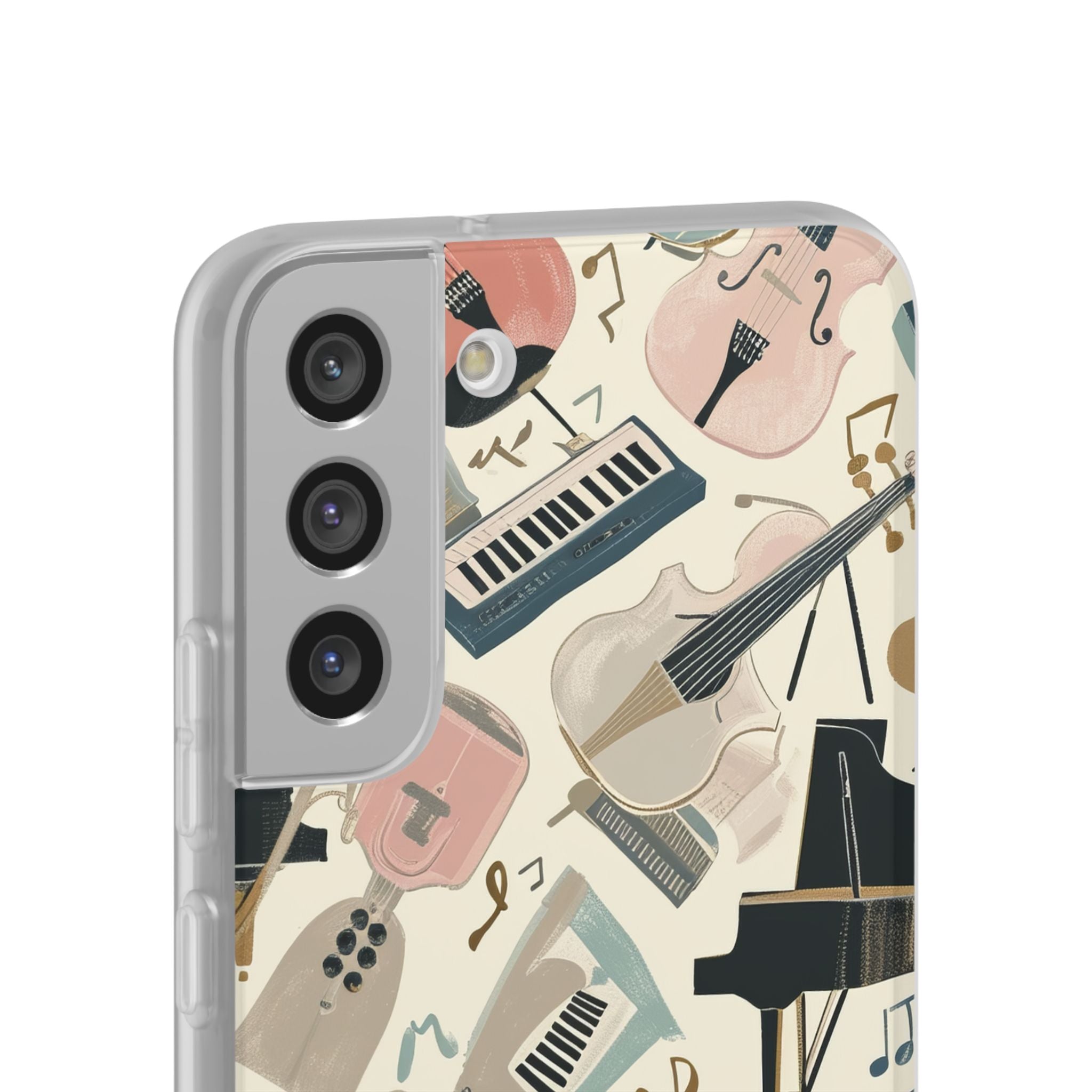 Beige Musical Instruments Pattern - Flexi Samsung S22 Phone Case