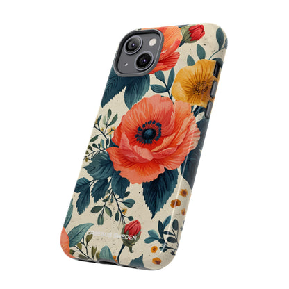 Vibrant Botanical Poppies - Tough iPhone 14 Phone Case