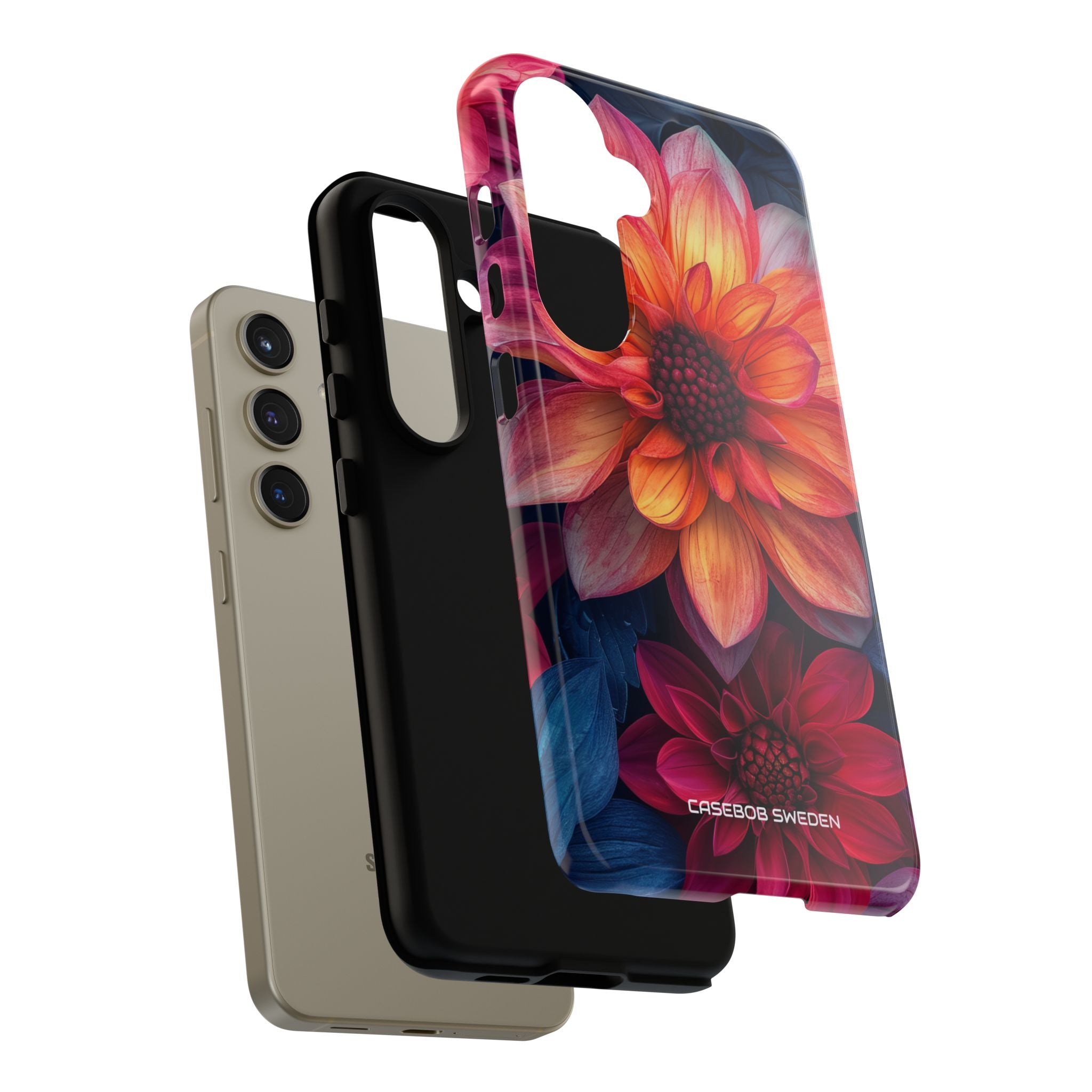 Floral Harmony Orange Blue - Tough Samsung S24 Phone Case