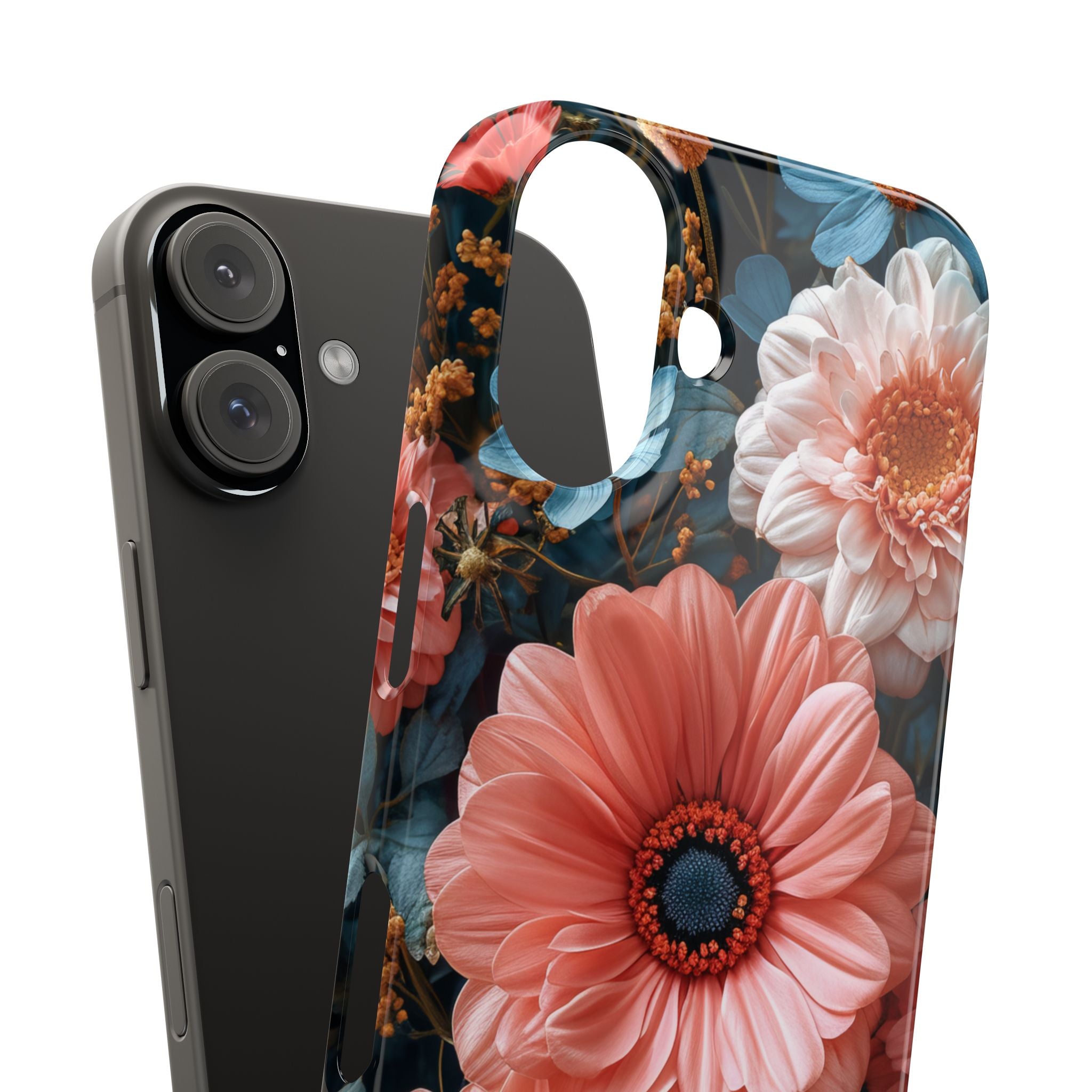 Coral Teal Blooms - Slim iPhone 16 Phone Case