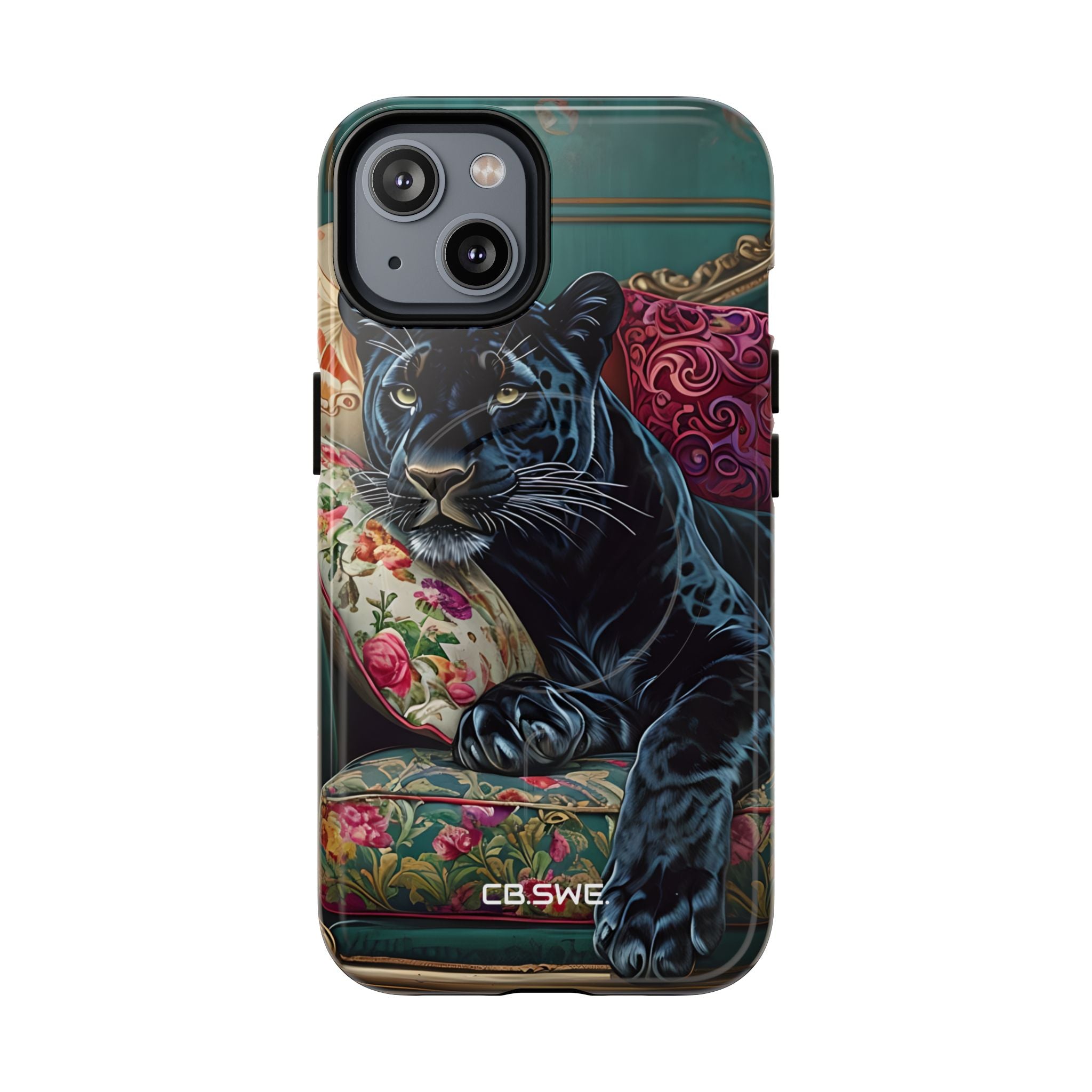 Serene Black Panther Vintage Royal Living Room Art iPhone 14 - Tough+