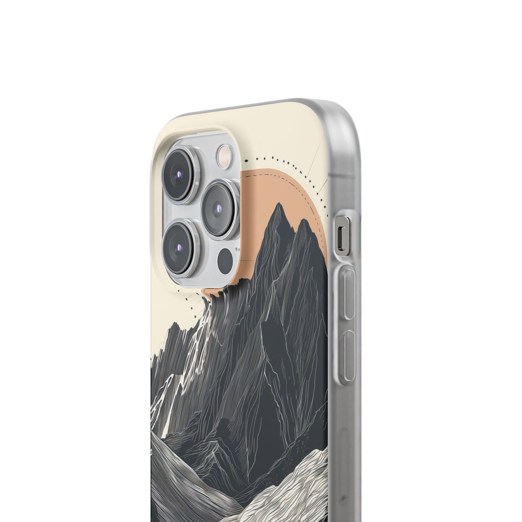 Minimalist Mountain Landscape with Flowing River iPhone 14 - Flexi Phone Case