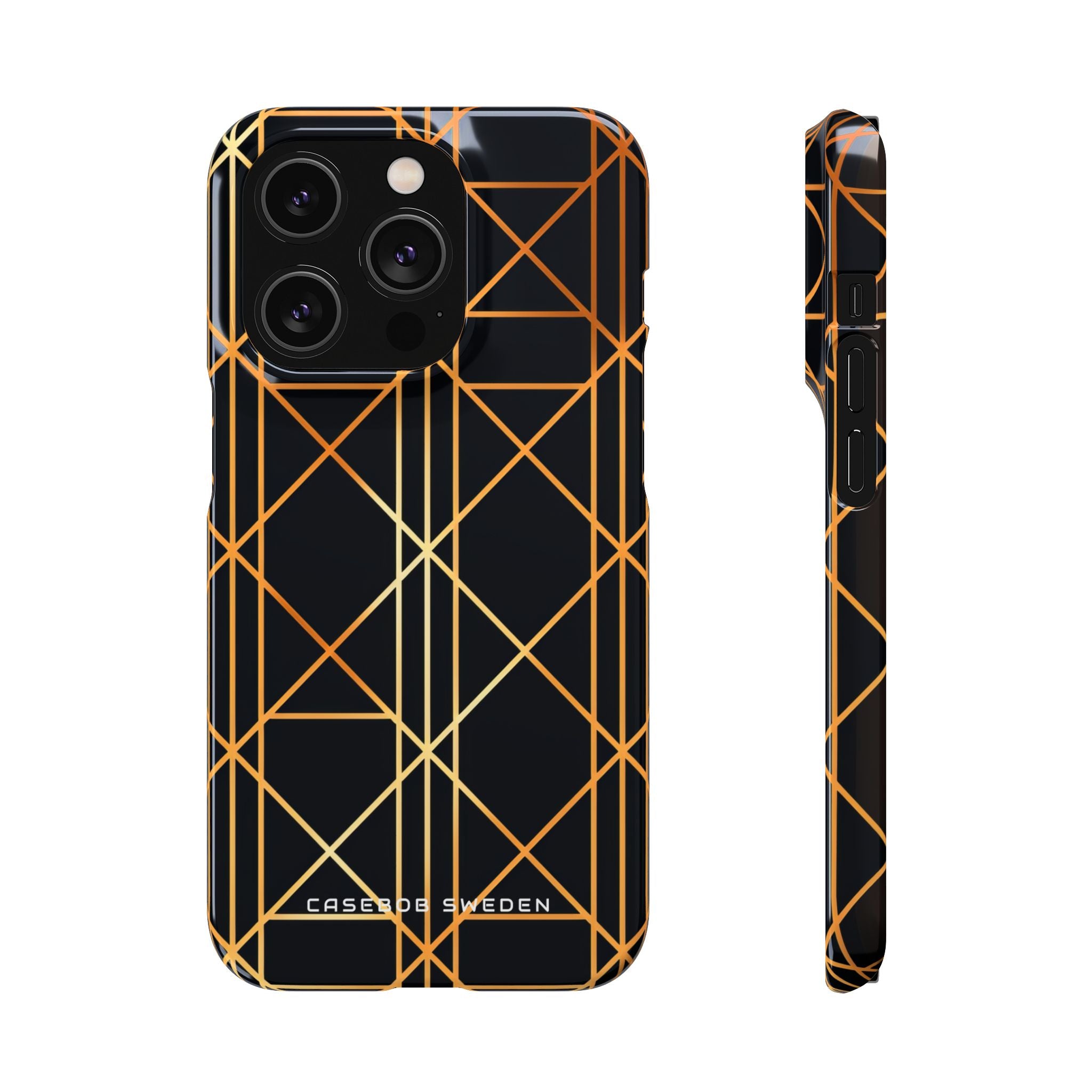 Golden Geometric Elegance iPhone 14 - Slim Phone Case