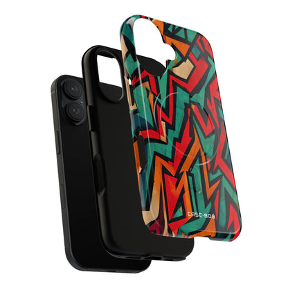 Crimson Zigzag iPhone 16 Case - Tough+