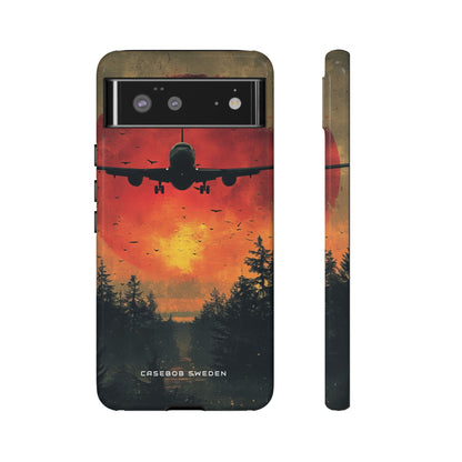 Vintage Sunset Airplane Silhouette Google Pixel 6 - Tough Phone Case