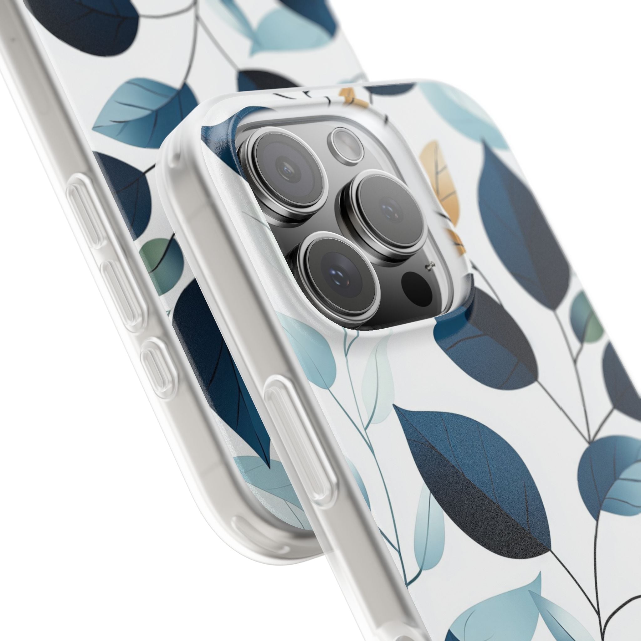 Navy Leaf Veins iPhone 16 Pro Case - Soft