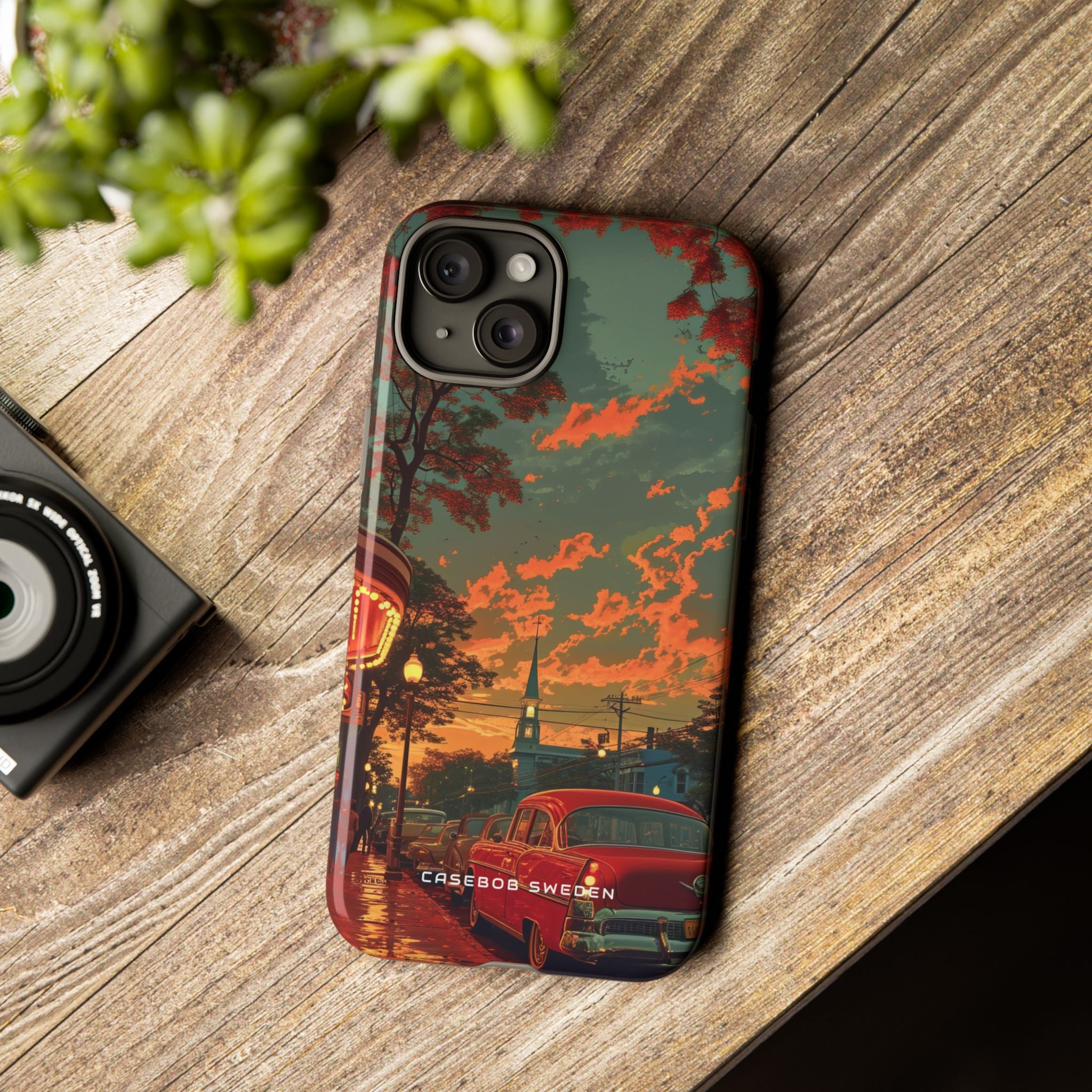 Mid-Century Nostalgia Streetscape iPhone 15 - Tough Phone Case