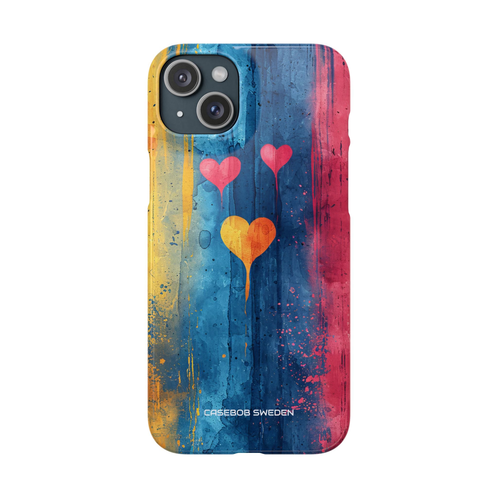 Hearts Watercolor Art - Slim iPhone 15 Phone Case