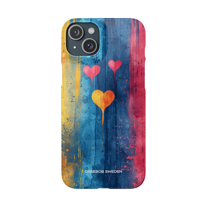 Hearts Watercolor Art - Slim iPhone 15 Phone Case