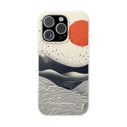 Red Sun Over Flowing Horizons iPhone 16 - Flexi Phone Case