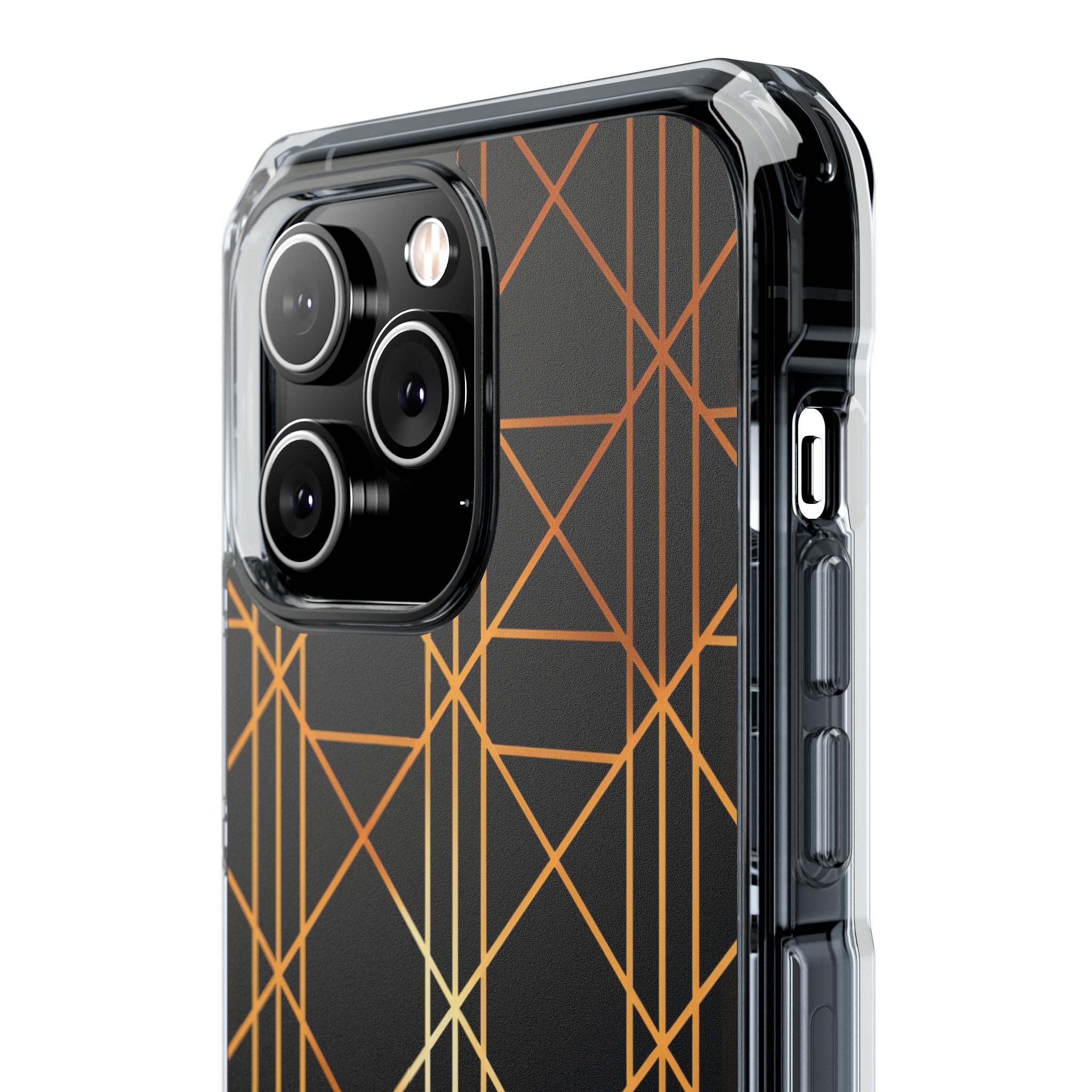 Golden Geometric Elegance iPhone 14 - Clear Impact Phone Case