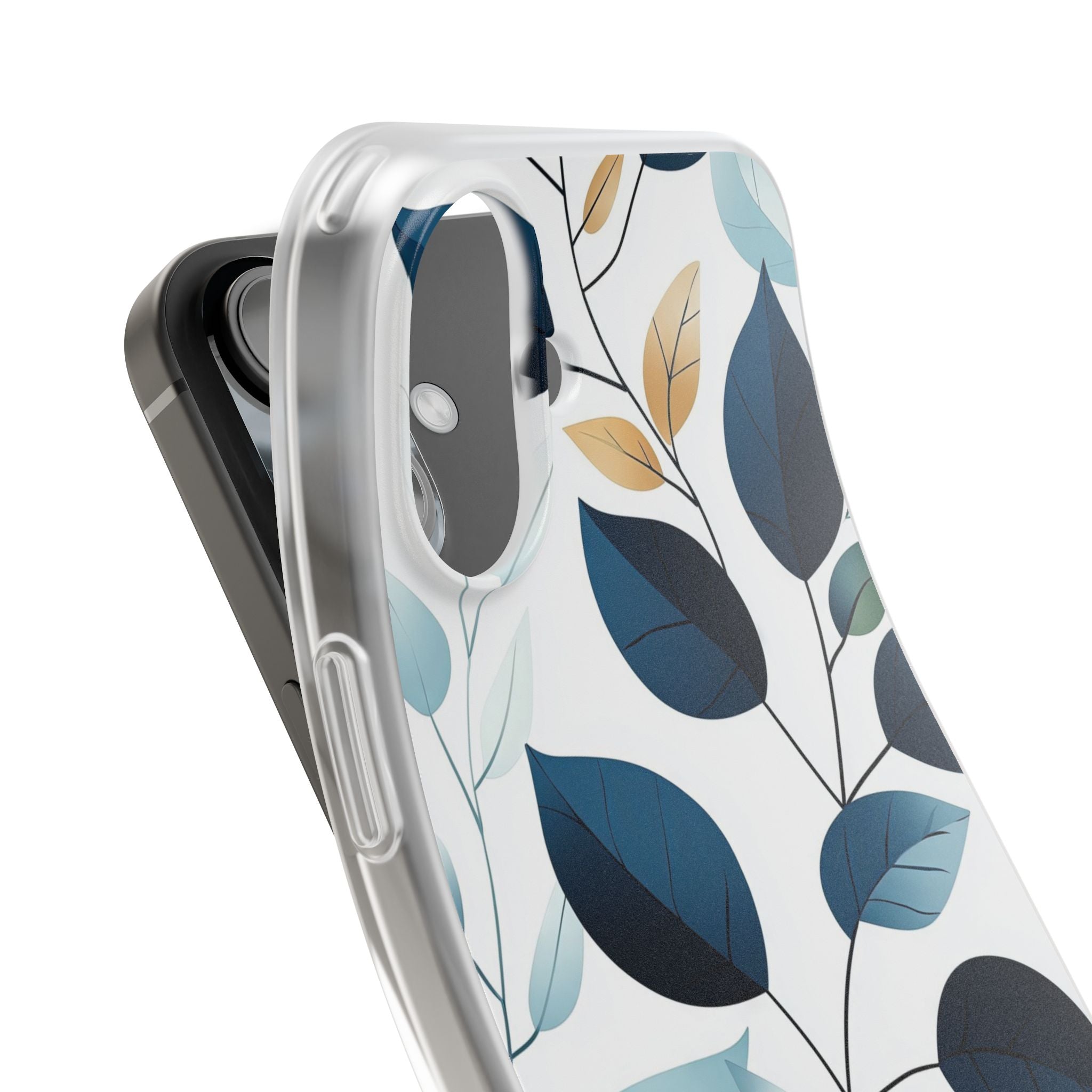 Navy Leaf Veins iPhone 16 Plus Case - Soft