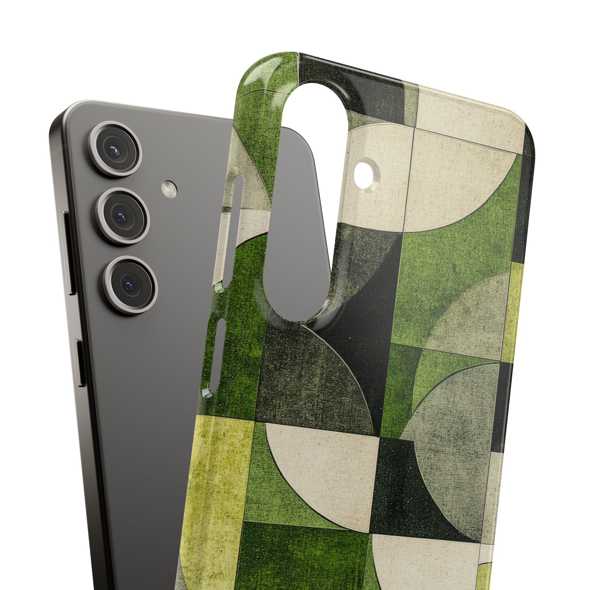 Green Geometric Harmony - Slim Samsung S24 Phone Case