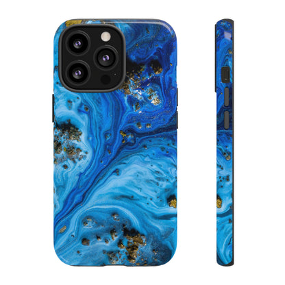 Blue Ice Melt Ink Art iPhone Case (Protective) iPhone 13 Pro Glossy Phone Case