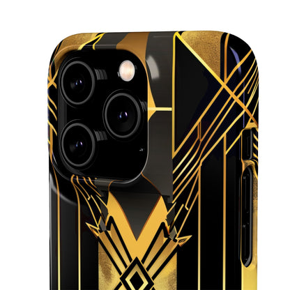 Golden Geometric Elegance iPhone 14 - Slim Phone Case