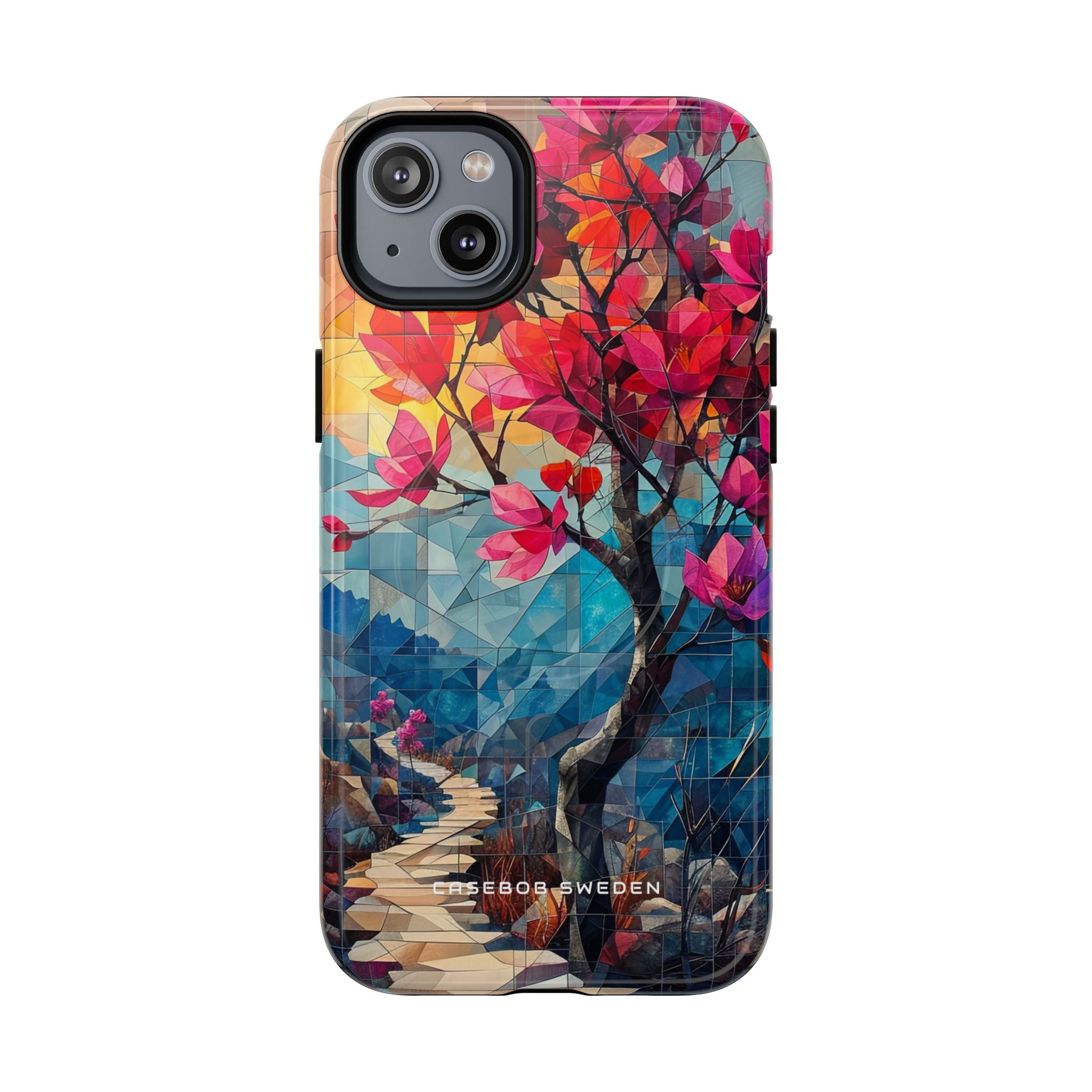 Vibrant Geometric Tree Landscape iPhone 14 | Tough+ Phone Case