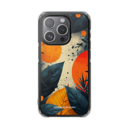 Tropical Blue Leaves - Clear Impact iPhone 15 Phone Case