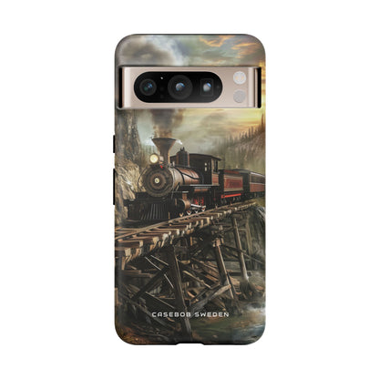 Vintage Steam Train Crossing Mountain Bridge Google Pixel 8 - Tough Phone Case