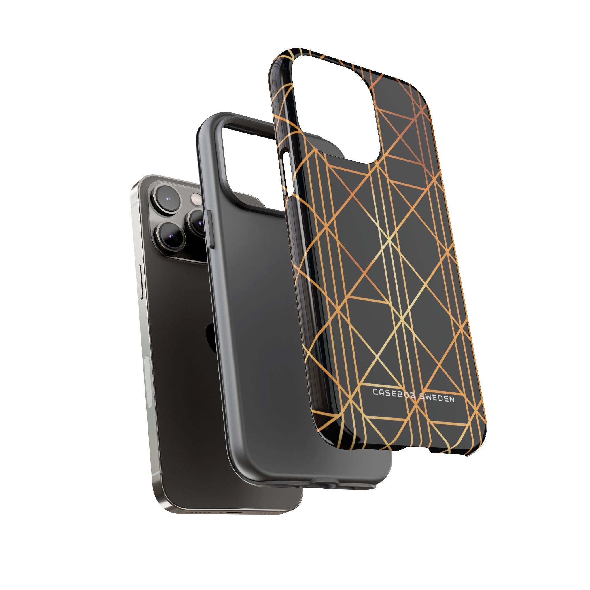 Golden Geometric Elegance iPhone 14 - Tough Phone Case