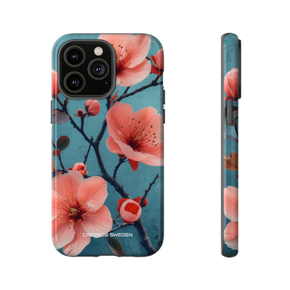 Teal Coral Blossom - Tough iPhone 14 Phone Case