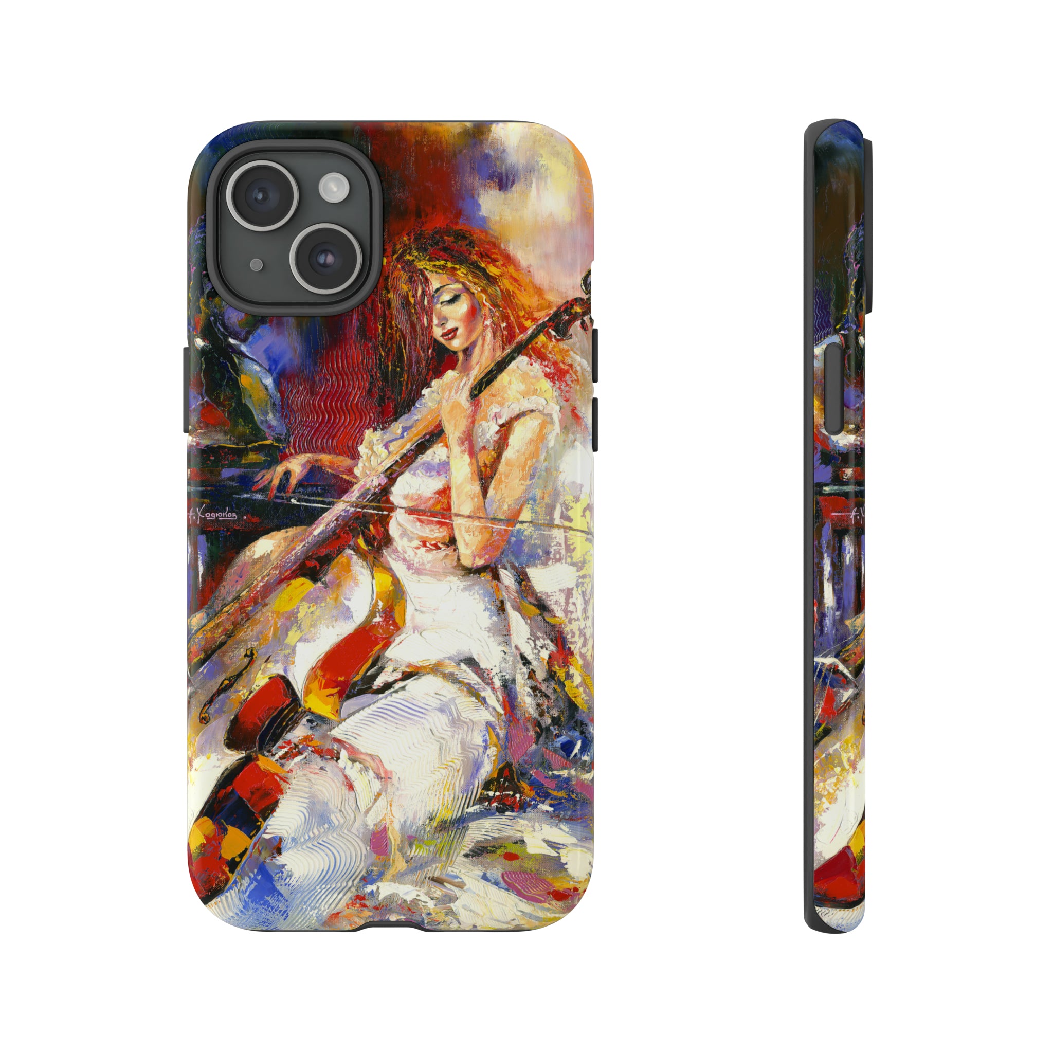 Oil panting - Girl playing Violoncello - Protective Phone Case