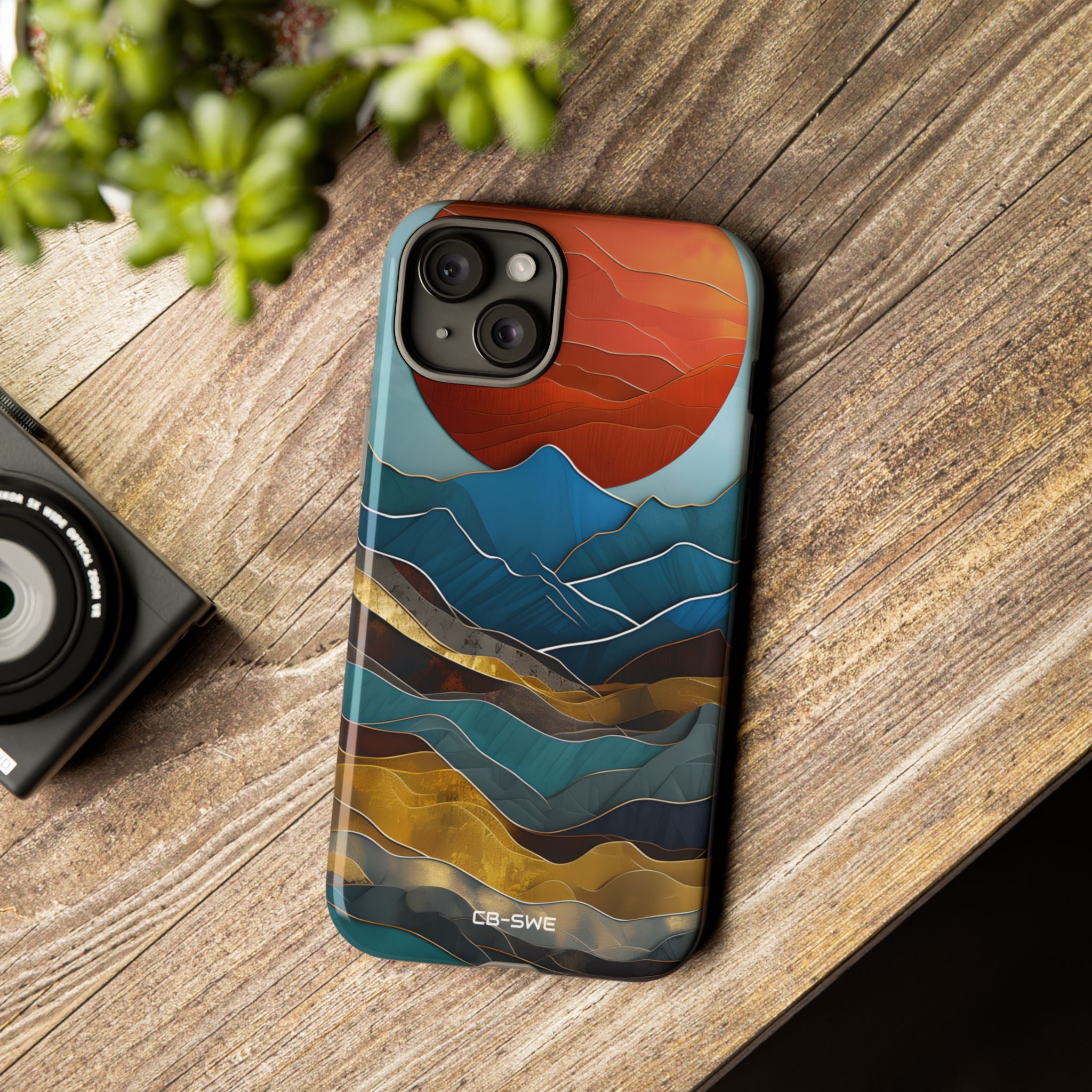 Sunset Geometry Waves - iPhone Case