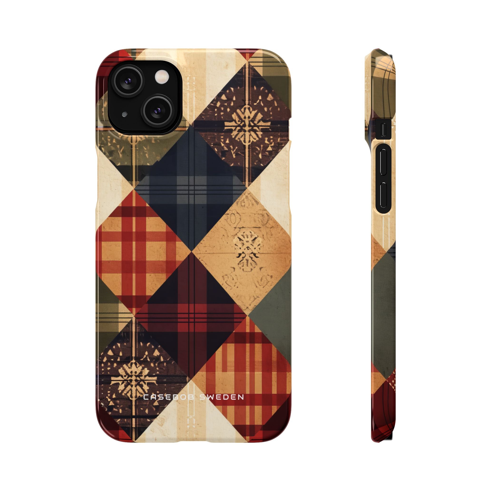 Rustic Geometric Patchwork Harmony iPhone 14 - Slim Phone Case