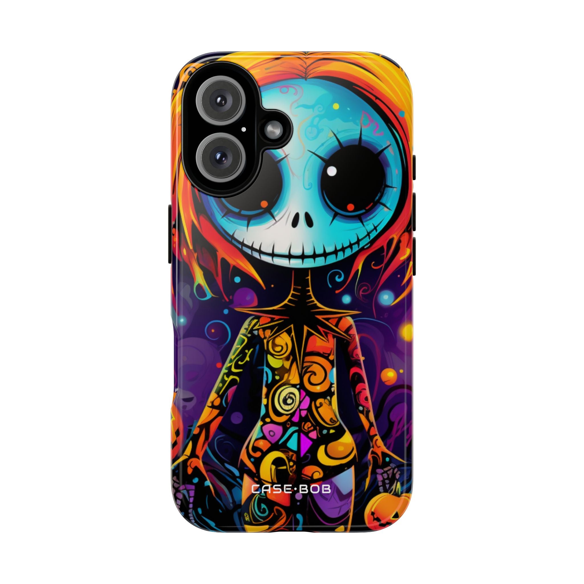 Blue Skull Swirl iPhone 16 Plus Case - Tough