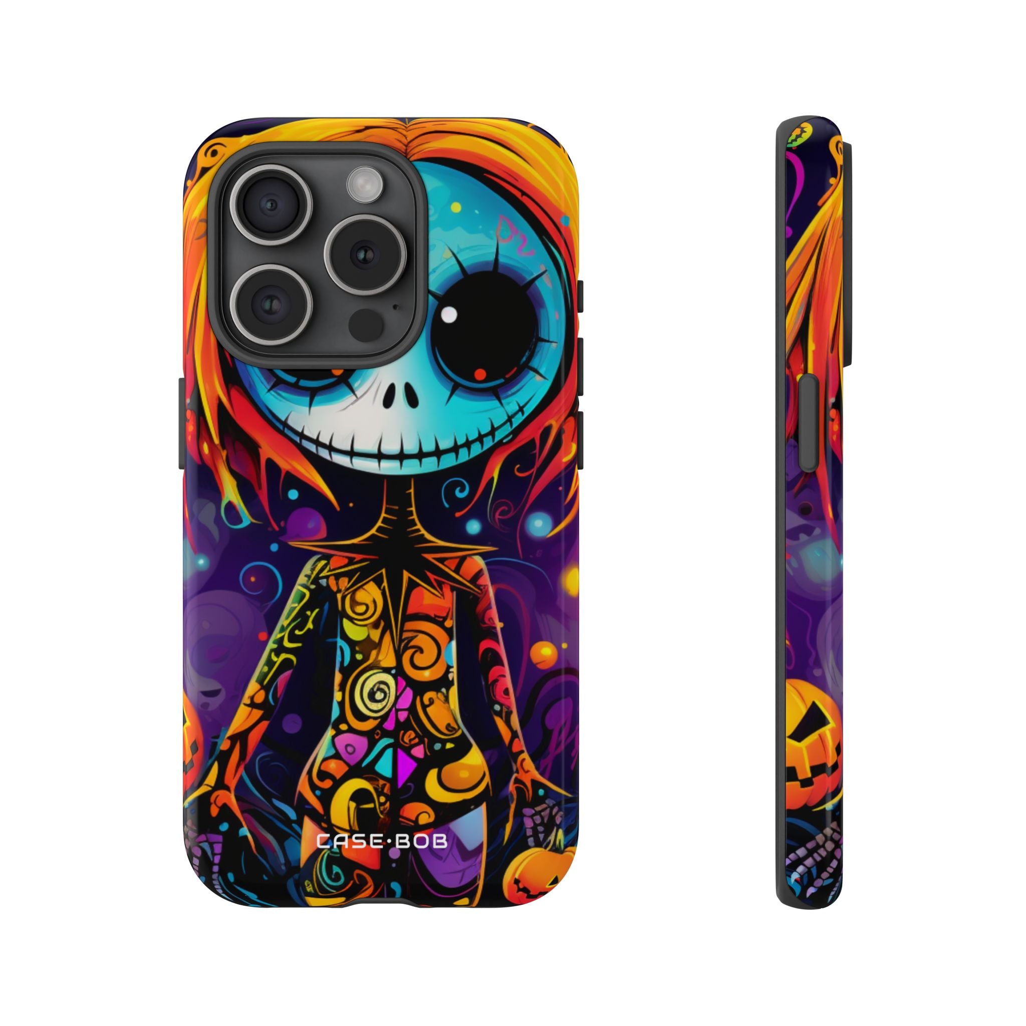 Blue Skull Swirl iPhone 15 Pro Case - Tough