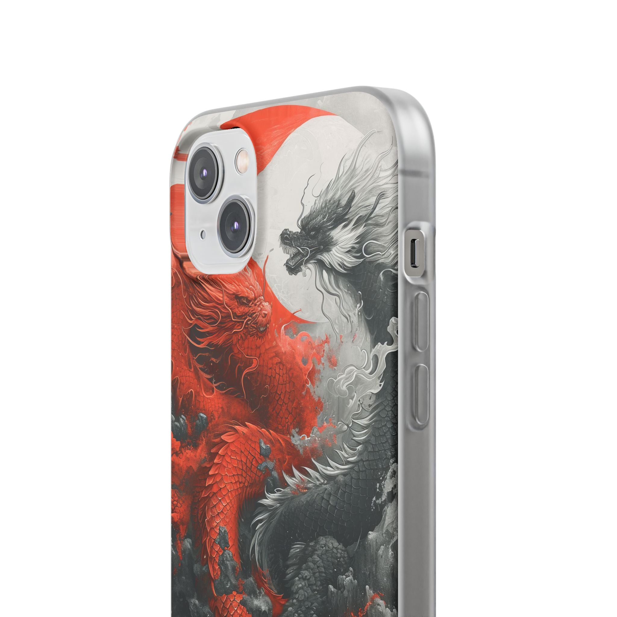 Twin Dragons Crimson iPhone 14 Plus Case - Soft