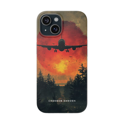 Vintage Sunset Airplane Silhouette iPhone 15 - Flexi Phone Case