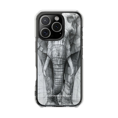 Elephant Line Geometry iPhone 16 - Clear Impact Phone Case