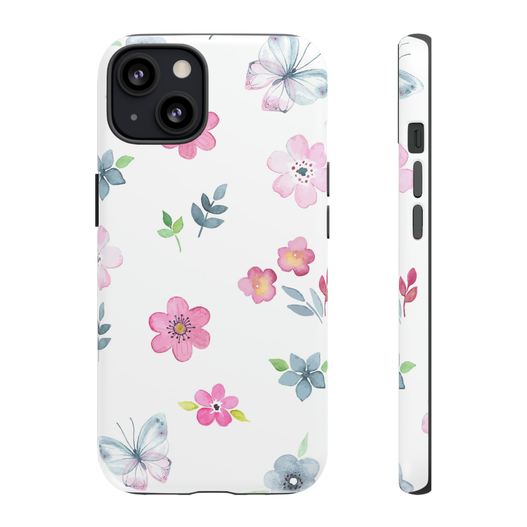 Vintage flowers and butterflies iPhone case - Protective Phone Case