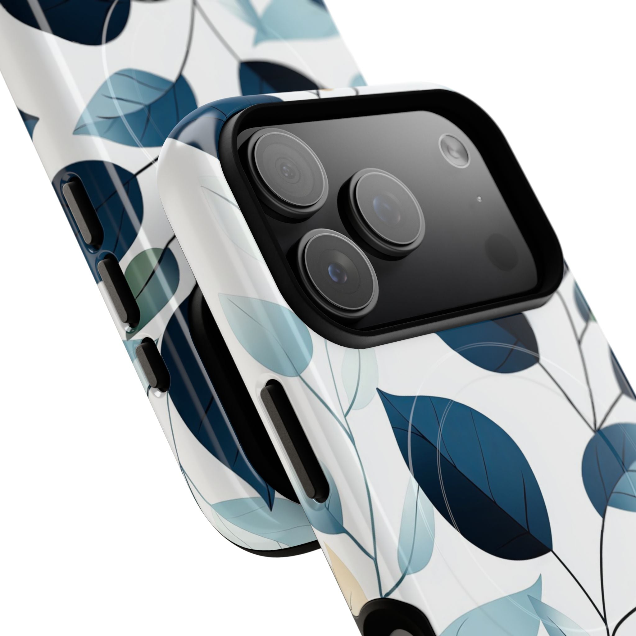 Navy Leaf Veins iPhone 17 Pro Case - Tough+